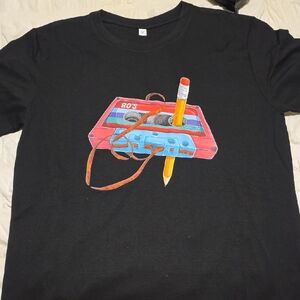 Black T-Shirt with 80s Cassette Graphic.   Other Sizes Available